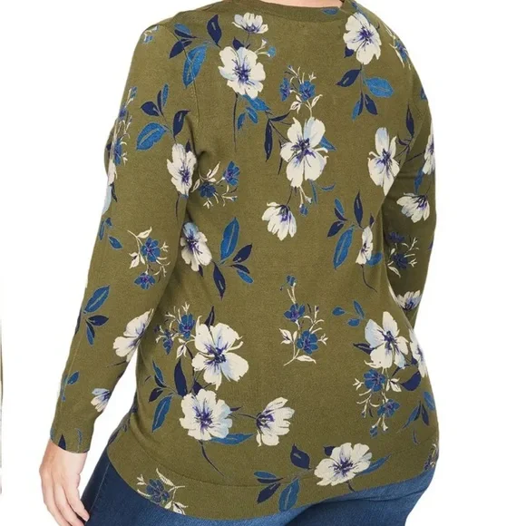 Daniel Rainn Green Floral Sweater - Picture 3 of 6